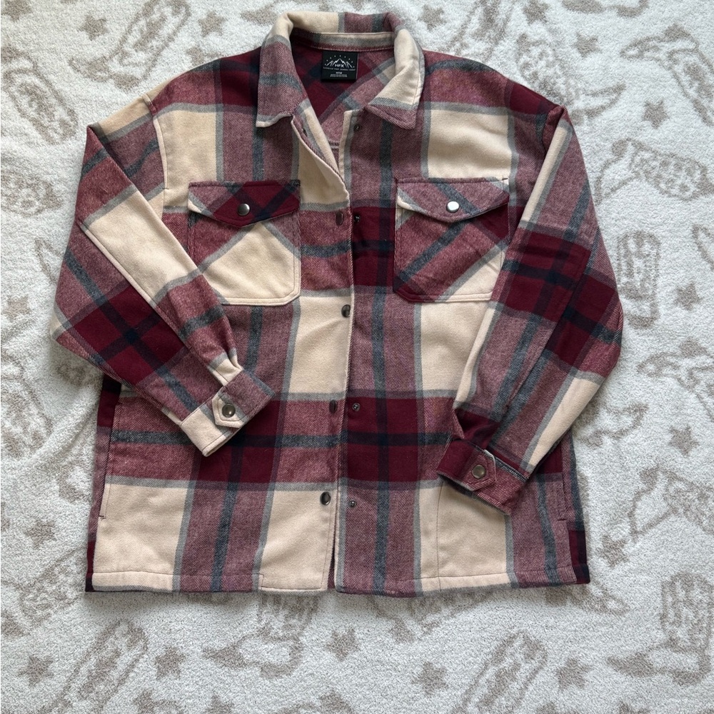 Plaid Women's Jacket in Red and Cream